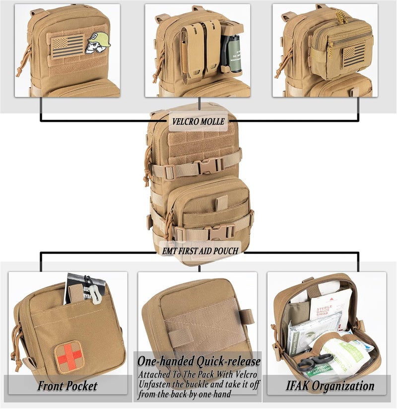 CLTAC Tactical Small MOLLE Hydration Pack Outdoor Water Bladder Carrier Pack for Vest Backpack - Image 4